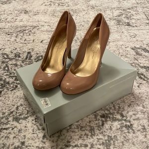Jessica Simpson heels patent nude $35
